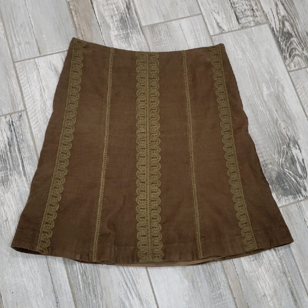 BODEN Embroidered Corduroy A-Line Skirt